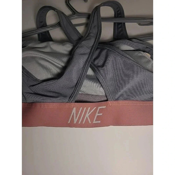 Nike Womens Pro Classic Swoosh Modern Dri Fit Sports 856248 Gray/Pink Medium - Picture 4 of 5